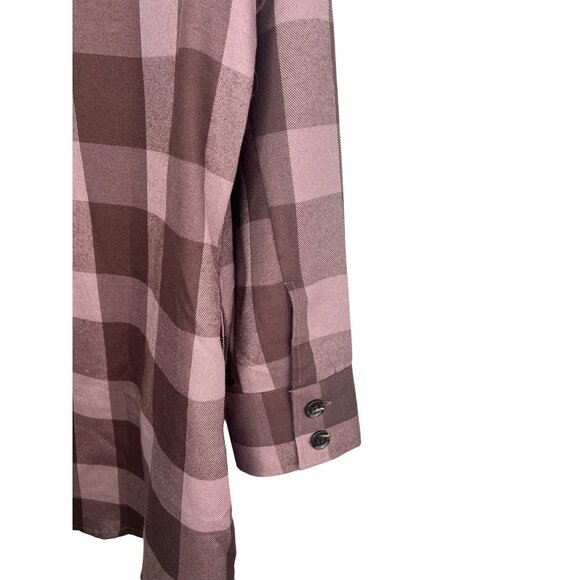 LuLaRoe Abigail Flannel Long-Sleeve Button-Up Plaid Shirt Pink/Brown Large - Picture 10 of 16